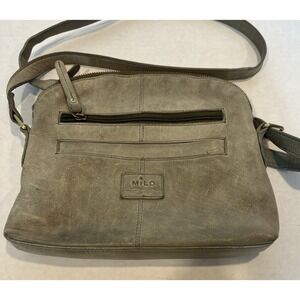 Milo Genuine Leather Canada Crossbody Bag Purse Light Green Gray